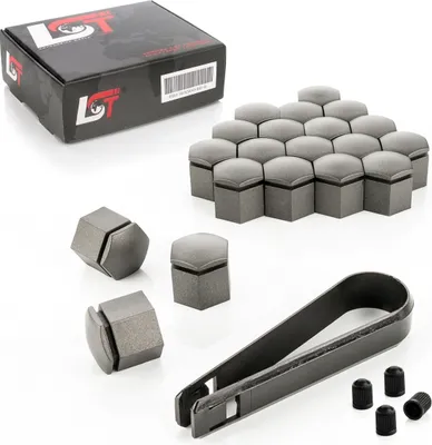 Produktbild von 20x Radschrauben Kappen Set 19 mm grau für JAGUAR DAIMLER MAYBACH MERCEDES