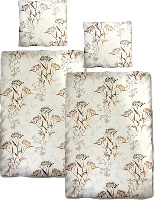Produktbild von Baumwolle Satin Bettwäsche Blumen Weiß Grau  155x220 80x80cm: 4 tlg.