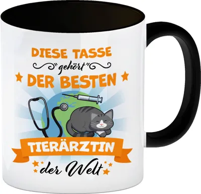 Produktbild von Beste Tierärztin der Welt Kaffeebecher Schwarz