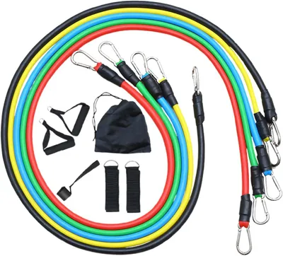 Productafbeelding van Trainingsbanden – Set van 11 stuks voor krachttraining van het bovenlichaam, intensieve fitness, Pilates, yoga en gymnastiek