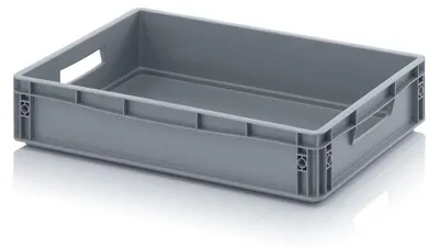 Immagine prodotto di Contenitore in plastica grigio, dimensioni 60 x 40 x 12 cm, impilabile, ideale per l'organizzazione e lo stoccaggio