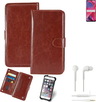 Produktbild von K-S-Trade 360° Hülle kompatibel mit Oppo A74 5G inkl. Headphones braun Kunstleder Case BookCase WalletCase Kunstlederederhülle Handyhülle,