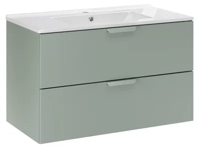 Productafbeelding van Badkamerset 80 cm, groen, met wastafelmeubel Lava, 2 lades