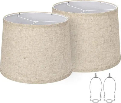 Immagine prodotto di 2 set di paralumi in tessuto per lampade da tavolo, lampade da terra in stile americano con supporto ad arpa, foro E26-UNO