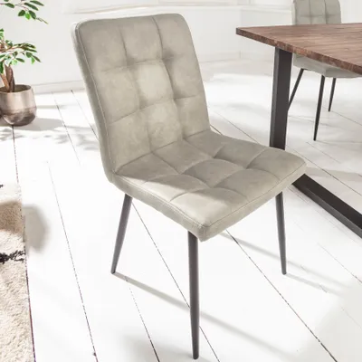 Produktbild von Retro Design Stuhl MODENA stone grau mit Ziersteppung Esszimmerstuhl Besucherstuhl