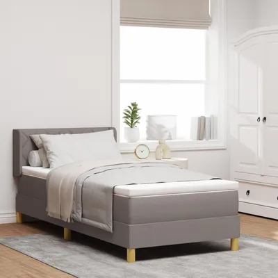 Produktbild von Boxspringbett mit Matratze in Taupe, 90 x 200 cm, Design Möbel Klassische Betten Neu