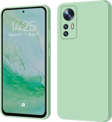 A product shot of a phone case for a Xiaomi 12/12X in turquoise, shown from the front and back.