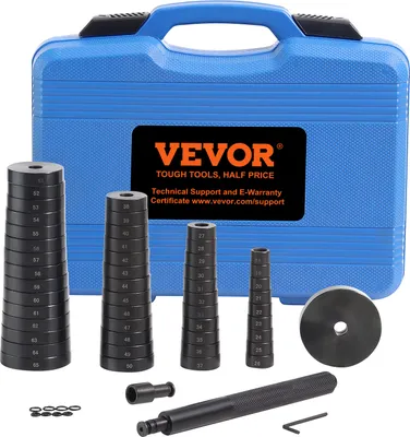 Produktbild von VEVOR 52 tlg. Radlager Druckstück Treibsatz, Lager Druckstücke Satz 18-65 mm, Eintreiber für Lager Buchsen Simmerring Lagerpresse Werkzeug Montagescheiben Buchsen Simmering Druckstück Press Werkzeug