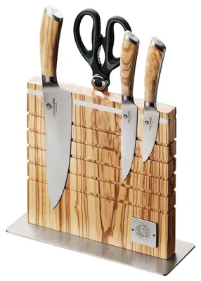 Produktbild von Chef Cuisine Messer Set Olivenholz, 5-tlg., inklusive magnetischem Messerblock