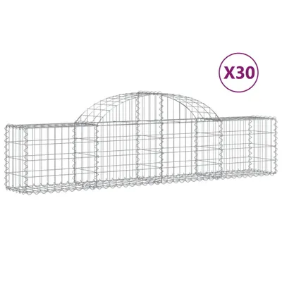 Produktbild von Gabionen mit Hochbogen 30 Stk. 200x30x40/60 cm Verzinktes Eisen