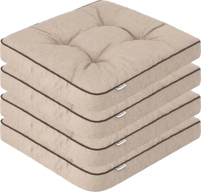 Produktbild von Famanu Stuhlkissen Set 4 Beige Kissen für Innen und Außen - 49 x 47 cm