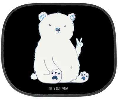 Produktbild von Mr. & Mrs. Panda Sonnenschutz Auto Eisbär Faul - Schwarz - Geschenk, Arbeit, Autoscheiben, Homeoffice, Nordpol, Autosonnenschutz, saugnapf, Entspannen, Teddy, Bürojob