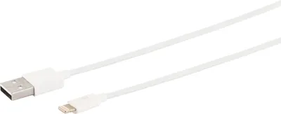 Produktbild von USB Ladekabel, USB A Stecker auf 8-Pin Stecker, 2.0, ABS, weiß, 0,2m