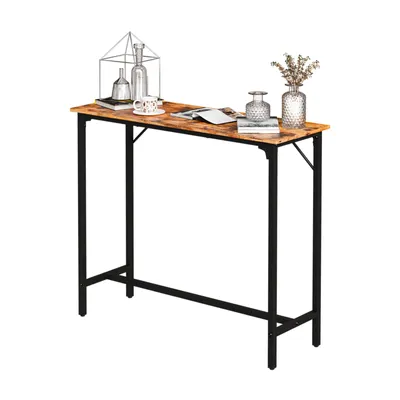 Immagine prodotto di Tavolino da bistrot, tavolino da bar, tavolo da pranzo, struttura in metallo, piano in MDF, dimensioni 110x38x99 cm, colore marrone