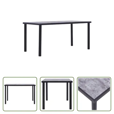 Produktbild von The Living Store Esstisch Schwarz und Betongrau 160 x 80 x 75 cm MDF