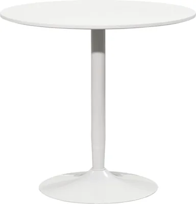 Produktbild von Esstisch für 2 Personen, runde Tischplatte Ø80 cm, MDF und Stahl, rutschfest, Weiß, 75H cm