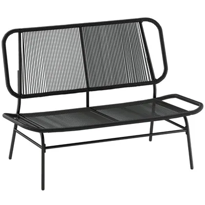 Produktbild von Zweisitzer-Rattansofa – Gartensofa – Terrassenbank – mit geflochtener Sitzfläche und Rückenlehne – 117 x 67 x 80 cm – schwarz