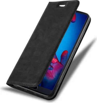 Produktbild von Cadorabo Hülle für Huawei P20 Schutz Hülle in Schwarz Handyhülle Etui Case Cover Magnetverschluss