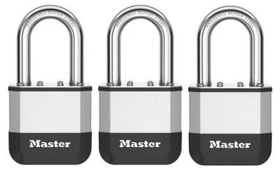Zdjęcie produktu dla MASTER LOCK PK5EURTRILF, Kłódka bez kabłąka, Blokada kluczem, Keyed podobny, Srebrny, Stal, W kształcie litery U