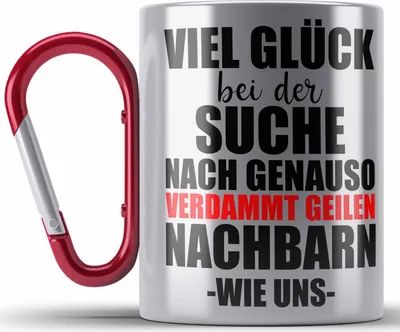 Produktbild von Trendation - Trendation - Nachbarn Abschied Geschenk Edelstahl Tasse Karabiner Abschiedsgeschenk Nachbarin Nachbar Bester Nachbar (Rot)