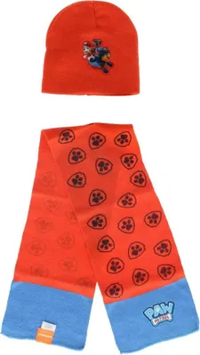 Produktbild von Paw Patrol Chase Marshall Kinder Herbst Winter Set Mütze plus Schal – 48 / Rot