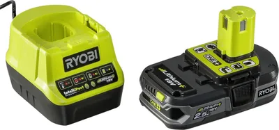 Produktbild von RYOBI Akku- & Ladegerät-Set RC18120-125, 18V 2,5 Ah Lithium-Ionen, Schwarz, mit Ladezustandsanzeige, IntelliCell, Überlastungsschutz, Wartungsmodus, für Ryobi ONE+ 18V Werkzeuge & Gartengeräte, 75 Min Ladezeit, 2A Ladestrom