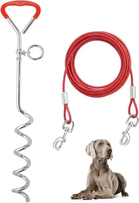 Produktbild von Hundeleine mit Bodenanker - 3m/5m/10m für kleine und mittelgroße Hunde - Sicher und langlebig für draußen