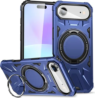 Produktbild von Hülle für iPhone Air Kompatibel mit MagSafe, Dual Layer Robuste Schutzhülle, Magnetischer Ringständer Blau
