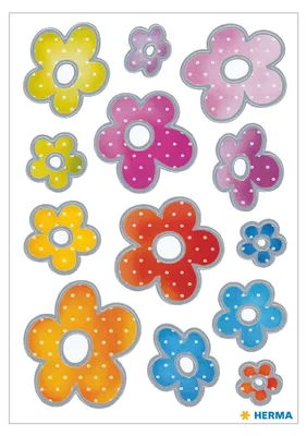 Produktbild von HERMA Sticker Blumen Silberprägung 2 Blatt / 26 Sticker, Papier, Mehrfarbig, Permanent, Blumen, 26 Stück(e), 2 Blätter