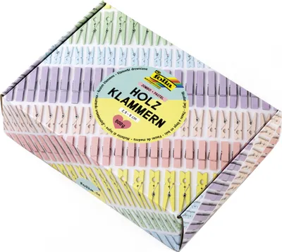 Produktbild von folia Holzklammern-Mix PASTEL Jumbobox 500 g
