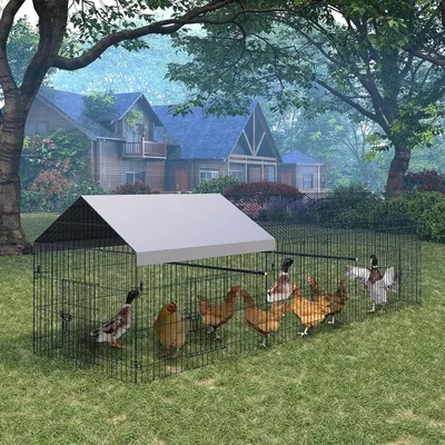 Image de Voliaire - Enclos extérieur - Poulailler - Cage pour volailles - Enclos pour animaux - 330 x 102 x 102 cm - Métal robuste