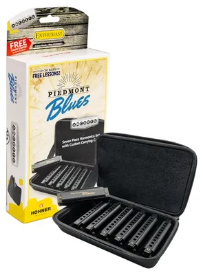 Immagine prodotto di Armonica Hohner Piedmont Blues 7, set con custodia, acciaio inossidabile (PBH7)
