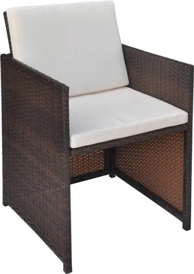 Obrázok produktu pre vidaXL Záhradné stoličky 2 ks s vankúšmi a poduškami Poly ratan Brown