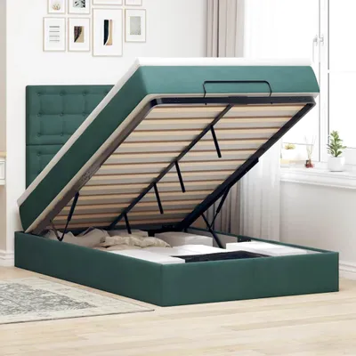 Produktbild von vidaXL Ottoman-Bett mit Matratzen Dunkelgrün 120x190 cm Samt