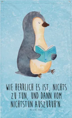 Produktbild von Mr. & Mrs. Panda Wandbild Pinguin Buch - Eisblau - Geschenk, Urlaub, Tapisserie, Freizeit, Gobelin, Wandteppich, Wandtuch, Ferien, Tapestry