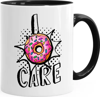 Produktbild von Tasse I Donut care Comic Kaffeetasse Teetasse Keramiktasse MoonWorks® schwarz unisize