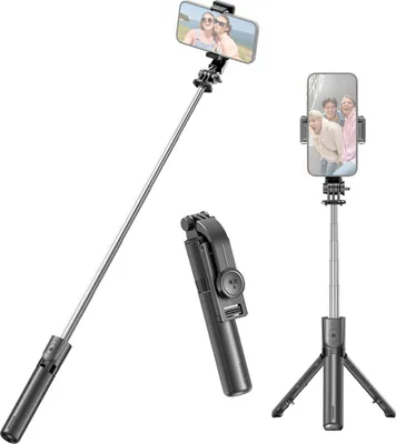 Obrázek produktu pro Výsuvný stativ Selfie Stick pro telefon Max. Délka 67,2 cm/26,5 palce s odnímatelným klipem na telefon Dálková spoušť telefonu Stativ pro Vlog Selfie Živé vysílání Skupinové foto Video