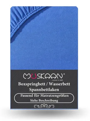 Produktbild von Premium Jersey Spannbettlaken 180x200 cm - 200x220 cm + 40 cm Boxspringbett mit Elasthan royalblau