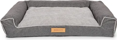 Image de Lit pour chien Dogeste 118x78 cm taille XXL en tissu kodura et velours côtelé – gris