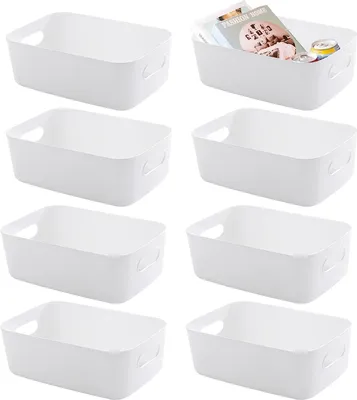Produktbild von Aufbewahrungskörbe - Set von 8 Stück - Weiß - Küchen- und Badezimmerorganizer