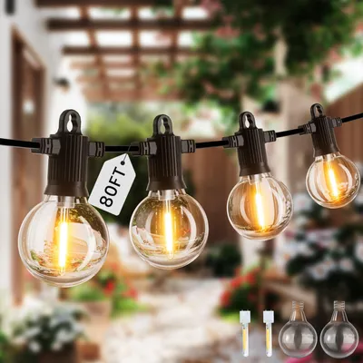 Außenbeleuchtung 24 m, 30+2 LED-Lampen, IP65, warmweiß, dimmbar