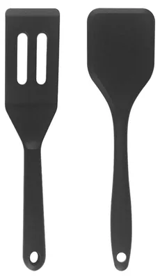 2er Set Silikonspatel, schwarz, 20,5x4,2 cm & 20,5x5,3 cm