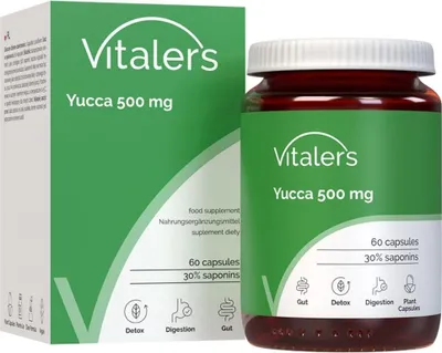Image de Yucca de Vitaler (Yucca schidigera) 500 mg – 60 gélules, approvisionnement pour 2 mois, végétalien, sans conservateurs, composition pure