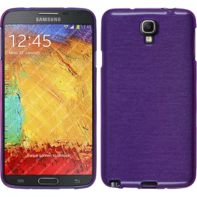 Produktbild von PhoneNatic Case kompatibel mit Samsung Galaxy Note 3 Neo - lila Silikon Hülle brushed + 2 Schutzfolien