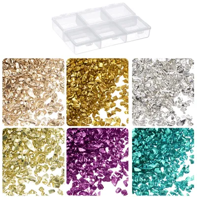 Glasbruchstücke 33 g, 1-3 mm, 6 Farben, glänzend, für Basteln & Deko