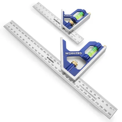 Produktbild von WORKPRO Kombinationswinkel 150mm & 300mm mit Wasserwaage und Anreissnadel