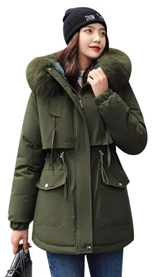 Imagen del producto de Parka de invierno para mujer con cuello de piel sintética: cálido y elegante