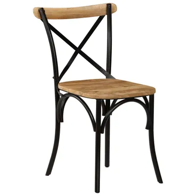 Image de vidaXL Chaises de salle à manger 4 pcs. noir mangue massif