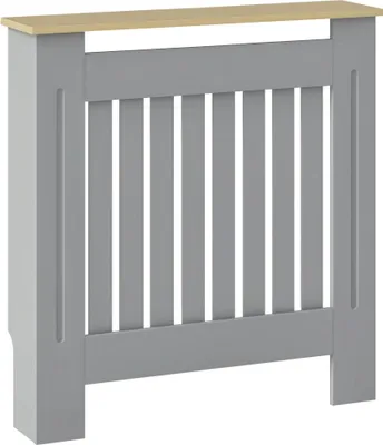 Image de Habillage de radiateur - Cache-radiateur en MDF - 78 × 19 × 83 cm - Pour salon, chambre à coucher, couloir - Gris