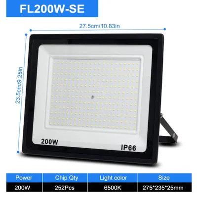 Produktbild von LED Flutlichtstrahler - 200W-SE 200 W Außenstrahler - 2835 SMD LED - 180° Breitstrahlwinkel - IP66 Wasserdicht - Aluminiumgehäuse - 220 V AC